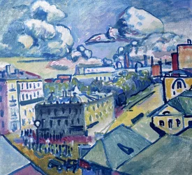 Zubovskij-Platz in Moskau vom Fenster aus gesehen